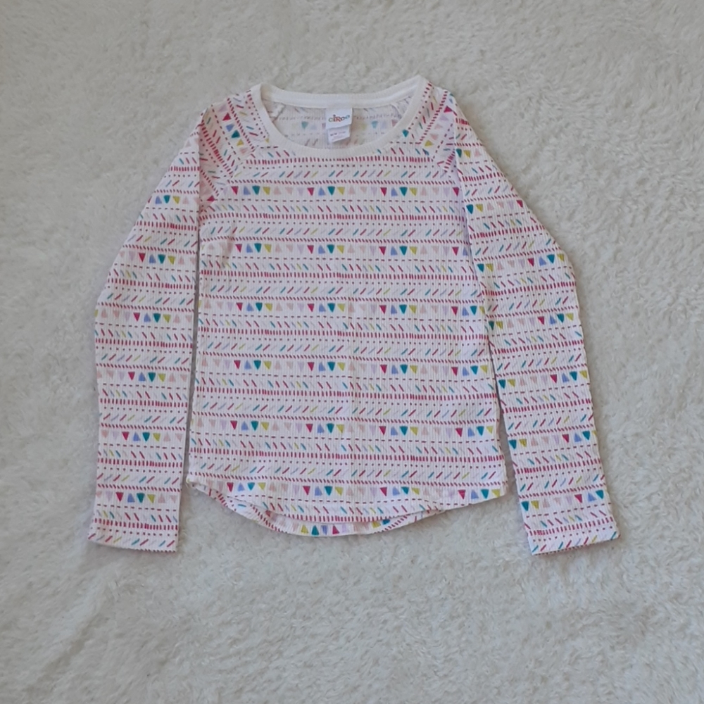 Circo Girls Pink and White Long Sleeved Waffle Shirt M 7/8